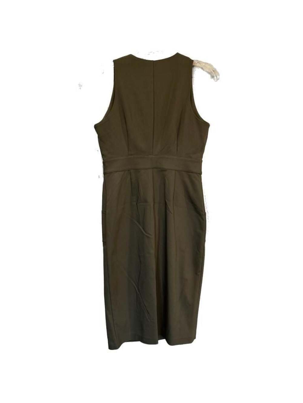 New York & Company Olive Green Sleeveless Zip-Front Utility Sheath Dress Sz 6 - Picture 2 of 7